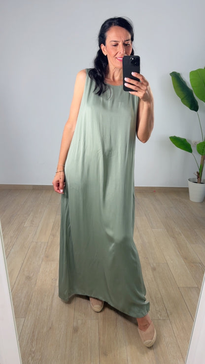 Vestido Satén Sage